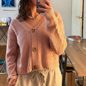 small forever 21 dusty rose pink cardigan sweater